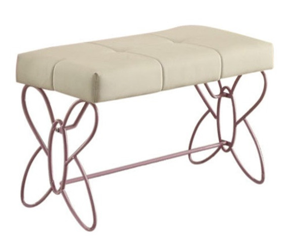 Kaia White and Purple Butterfly Girls Bed Bench