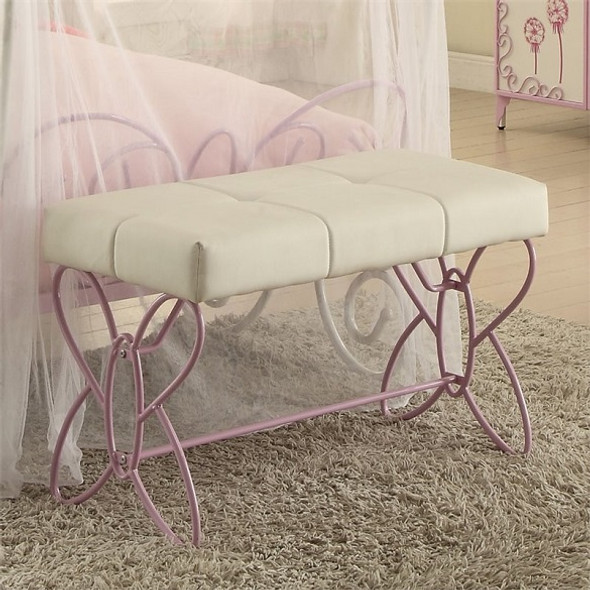 Kaia White and Purple Butterfly Girls Bed Bench Room