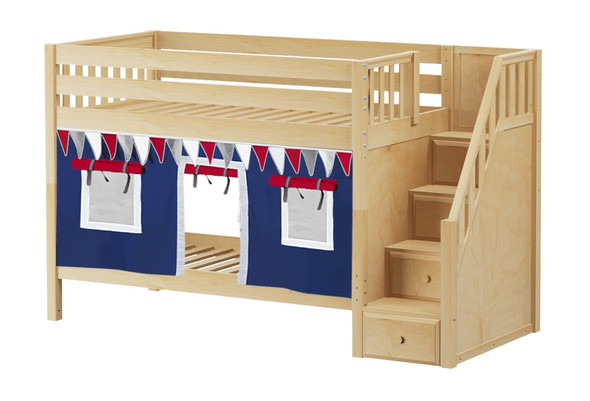 Caleb’s Natural Playhouse Kids Twin Size Bunk Beds with Stairs