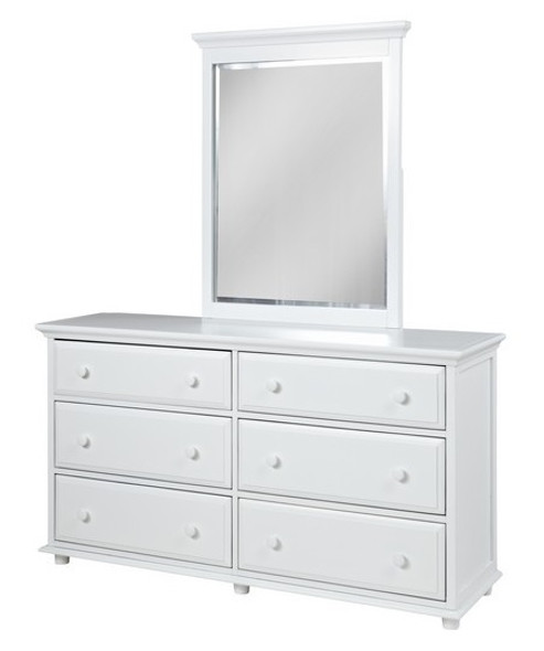 Stella White 6 Drawer Dresser shown with Optional Tall Mirror