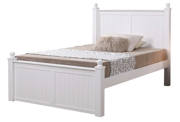 Foster Espresso Full Size Bed for Kids with Finials-Updated Style shown in White