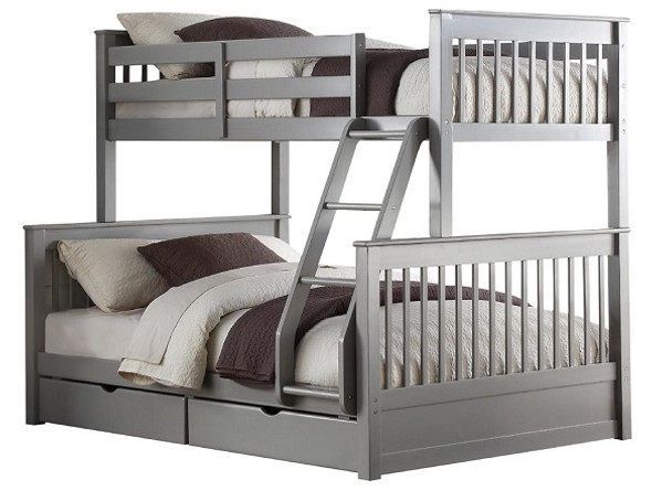 Fairen Gray Twin over Full Bunk Bed with Storage