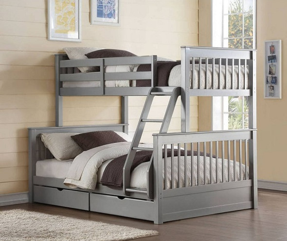 Fairen Gray Twin over Full Bunk Bed with Storage in room