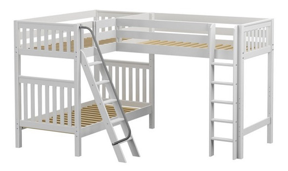 Annapurna White Sleeps 3 Twin Loft Bunk Bed-Slatted Ends