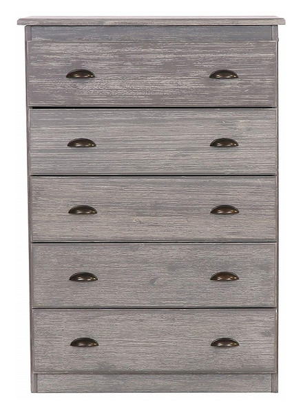 Kraemer Distressed Gray 5 Drawer Chest Front View