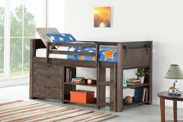 Rustic Barn Door Twin Jr Loft Bed Room