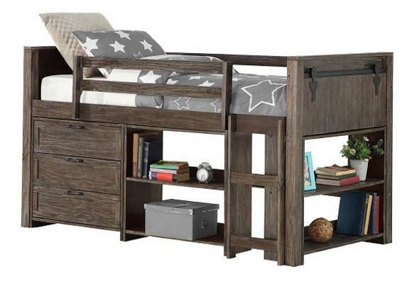 Rustic Barn Door Twin Jr Loft Bed