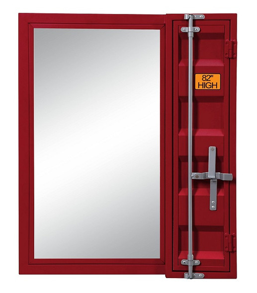 Shipping Container Red Metal Vanity Mirror