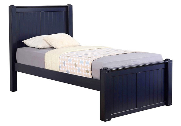 Moreno Grey Twin Size Bed No Finials-Updated Design shown in Blue