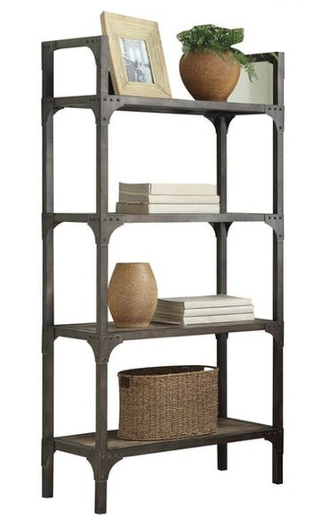 Karl Driftwood Metal and Wood Bookcase