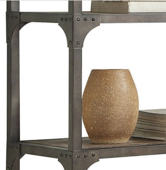 Karl Driftwood Metal and Wood Bookcase shelf detail