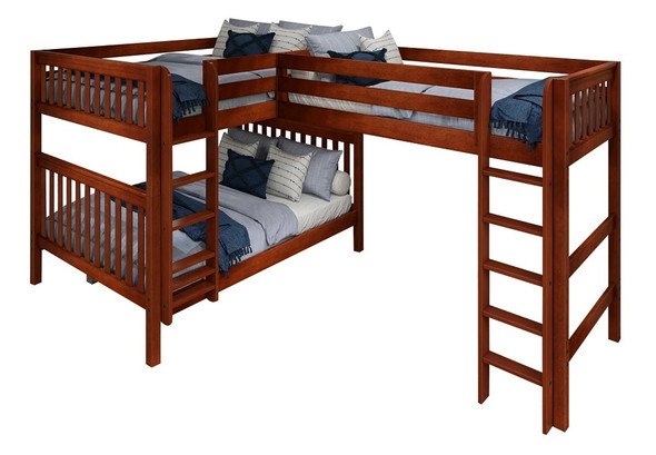 Darby Chestnut Queen over Queen with Twin XL Loft Bunk Beds