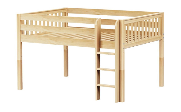 Bennett Natural Full XL Low Loft Bed with Slatted Ends