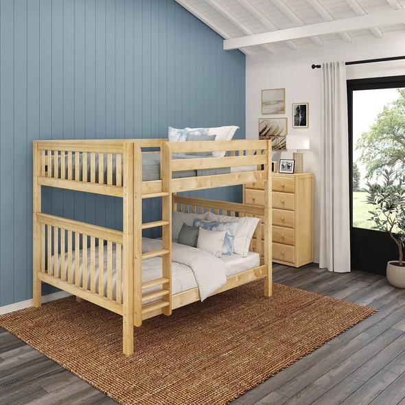 Bennett Natural Queen over Queen Bunk Bed Left Side Angled View Room