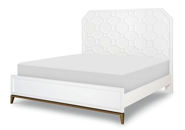 Antoinette White and Gold Queen Bed Frame