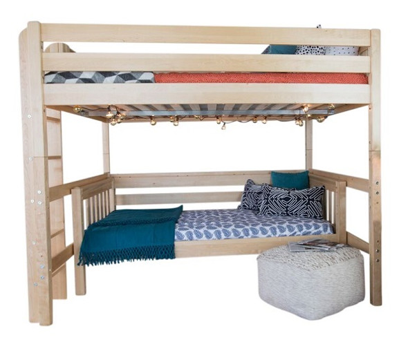 Atlas Chestnut Queen Loft Bed with Daybed shown in Natural Finish