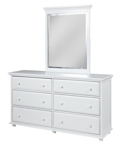 Stella White Tall Mirror shown with Optional 6 Drawer Dresser