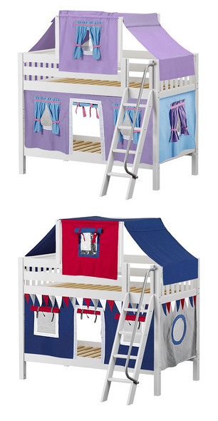 Whistle Stop White Low Twin Size Kids Playhouse Bunk Bed