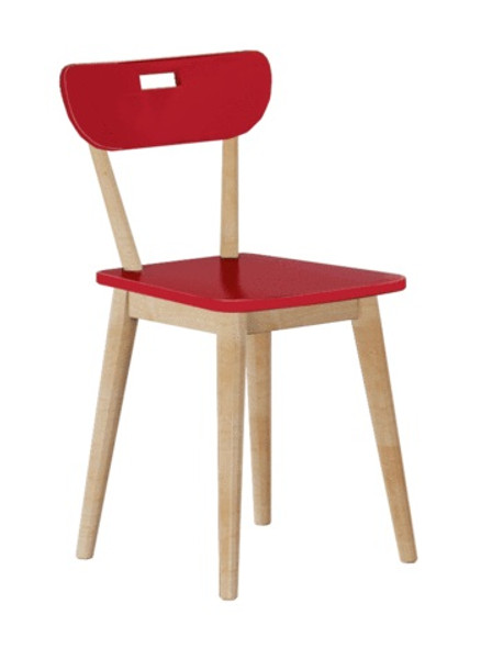 Kimmel Natural Desk Chair with Red Seat and Back