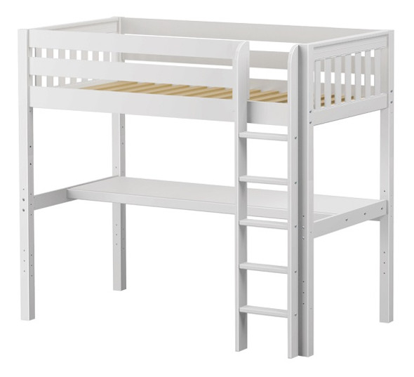 Cape May White Twin Loft Bed with Desk