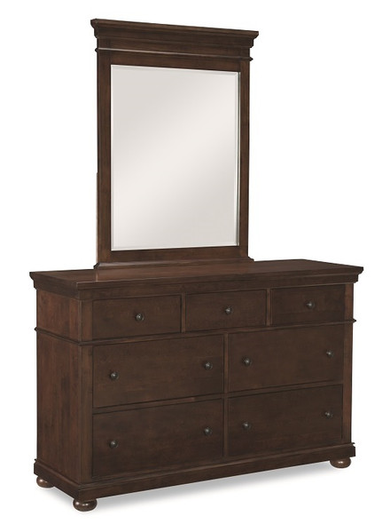 Finn Brown Cherry Double Dresser shown with Optional Mirror