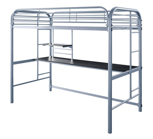 Emerson Twin Loft Bed with Desk silver finish