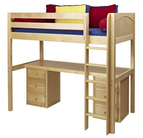 Guthrie Natural Twin Loft Bed with Desk and Storage