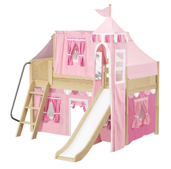 Sleeping Beauty Natural Twin Low Girls Princess Loft Bed