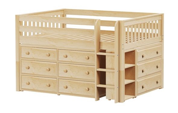Caleb's Natural Full Size Low Loft Bed with Storage