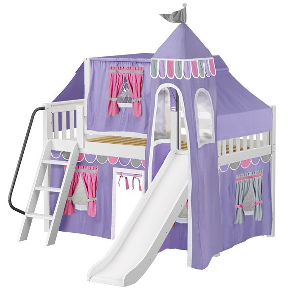 Purple Princess White Finish Girls Twin Loft Bed