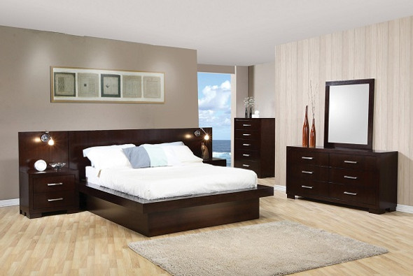 Makenna Cappuccino Platform Wall Bed shown with Optional Nightstands Room