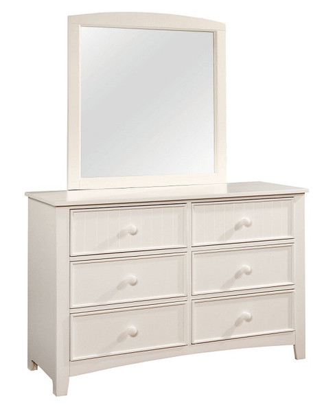 Raelin White Kids Dresser shown with Optional White Kids Mirror