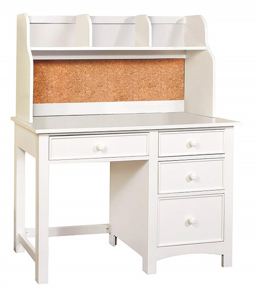 Raelin White Kids Desk shown with Optional Desk Hutch