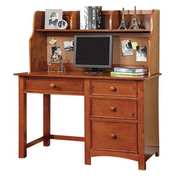 Dunbar Oak Kids Desk shown with Optional Oak Desk Hutch