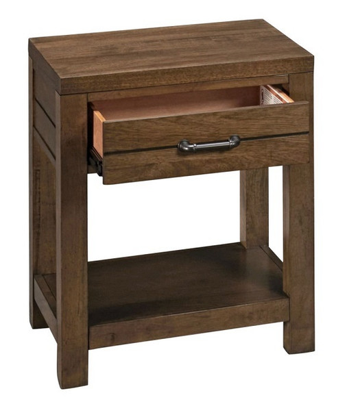 Cinnamon Ranch Kids Nightstand Angled View Drawer Open