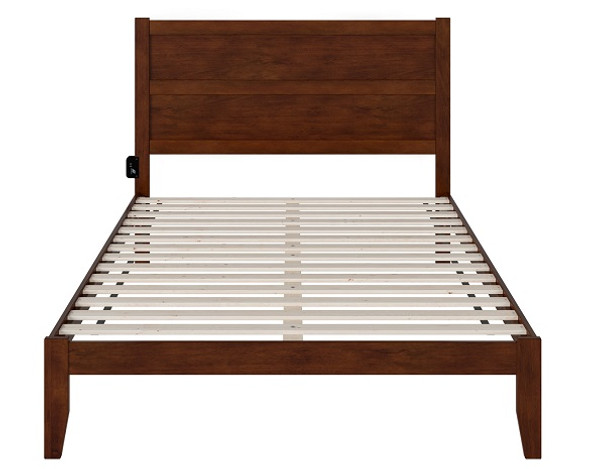 Nico Walnut Queen Size Bed Frame with Headboard Front View