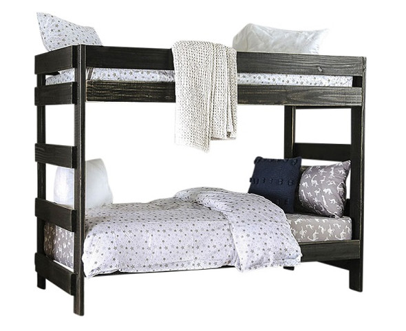 Raven Distressed Black Twin Bunk Beds