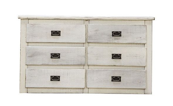 Snowden Distressed White 6 Drawer Dresser