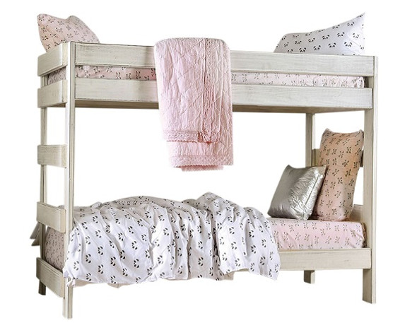 Snowden Distressed White Twin Bunk Beds