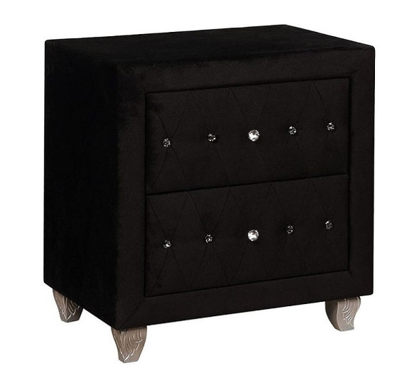 Marchesa Black Upholstered Nightstand