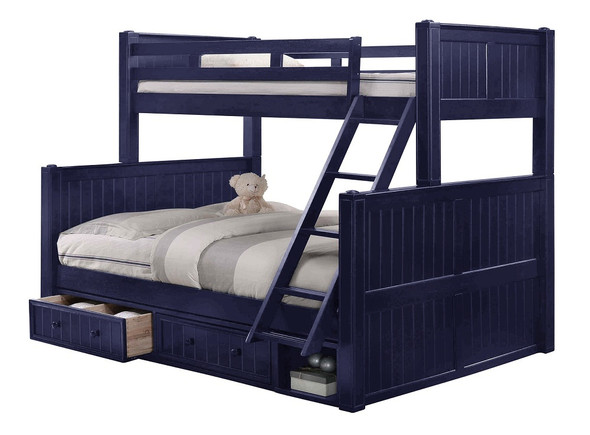 Annapolis Blue Twin over Queen Bunk Bed shown with Optional Set of 2 Underbed Storage Drawers with Cubby