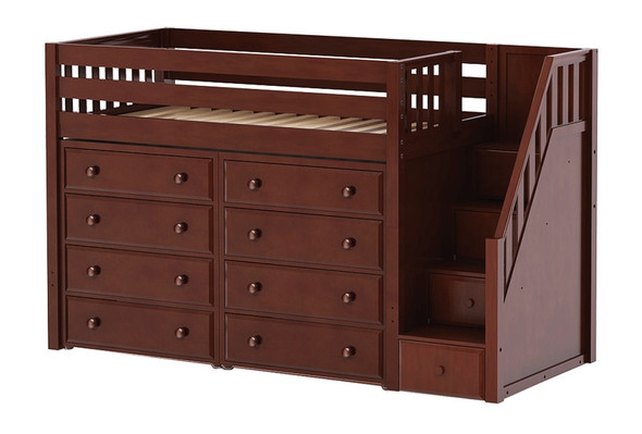 Grady Chestnut Twin Loft Bed with Storage