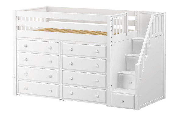 Katrina White Twin Loft Bed with Storage