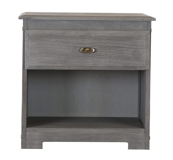 Mercer Chimney Gray One Drawer Nightstand Front View