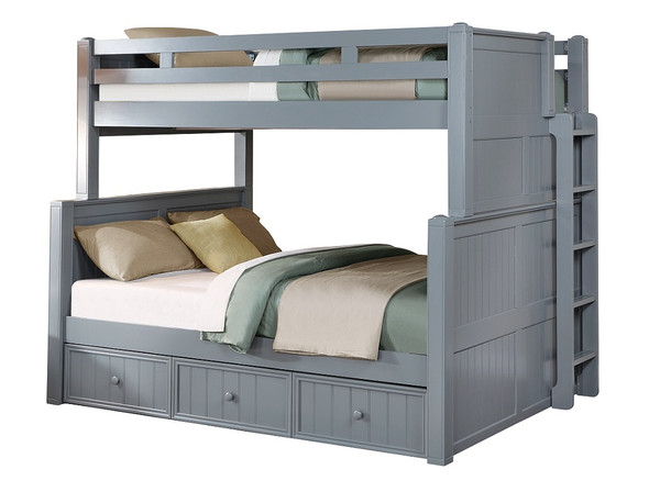 Kallista Dual Height Full over Queen Bunk Bed shown with Optional XL Storage Trundle-Grey
