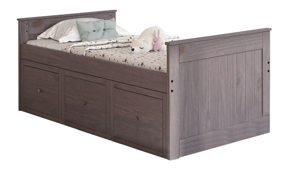 Liam Distressed Walnut Twin XL Captains Bed