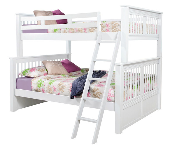 Brockton White Full over Queen Bunk Bed shown with Angled Ladder