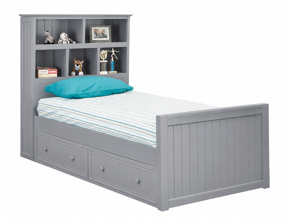 Moreno Grey Twin Size Bed shown with Optional Set of 2 Underbed Storage Drawers