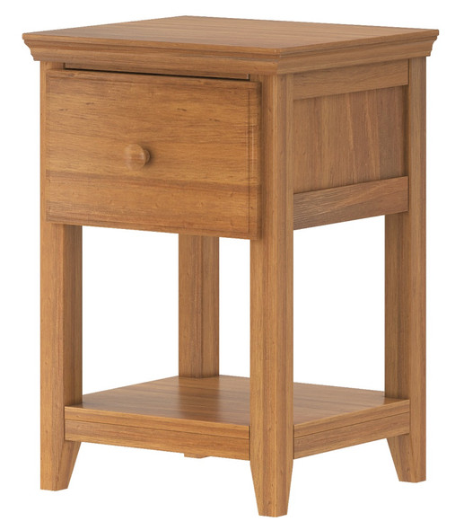 Blake Pecan 1 Drawer Night Stand Angled View