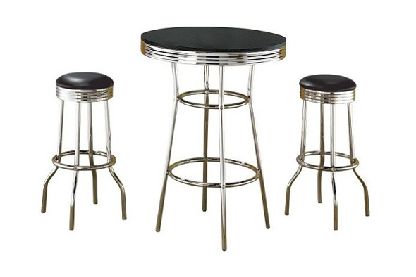 Boom Boom Room Retro Pub Set with Black Stools